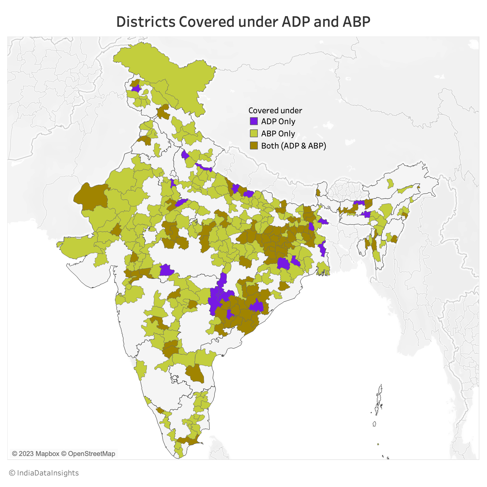 Districts covered by ABP and/or ADP